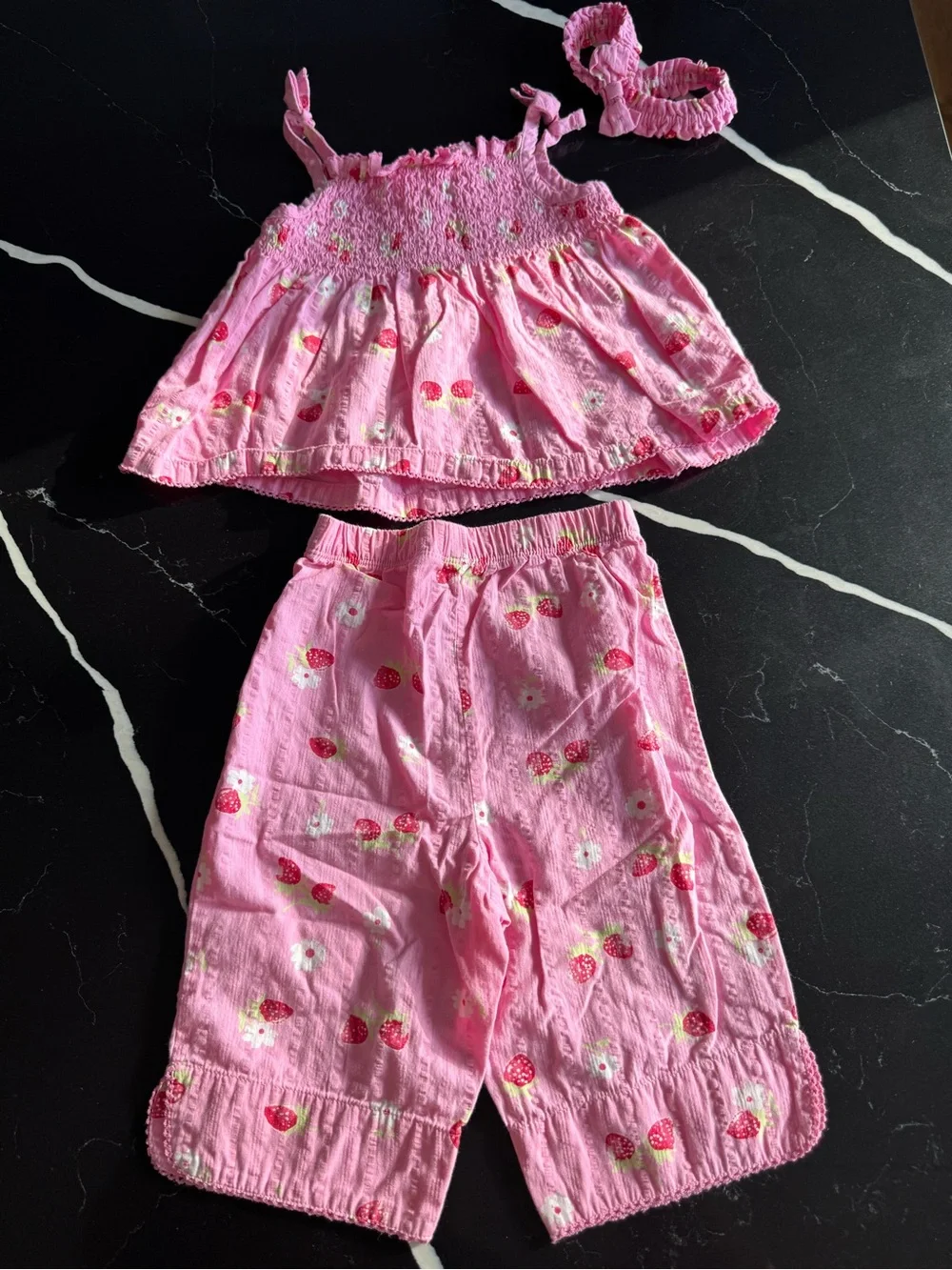 Pink y2k Strawberry Print Two-Piece Toddler Set